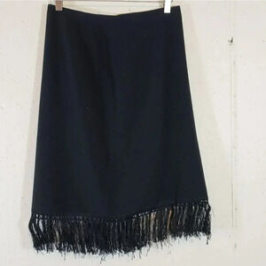 Apostrophe 6 black fringe skirt western gothic witchy‎